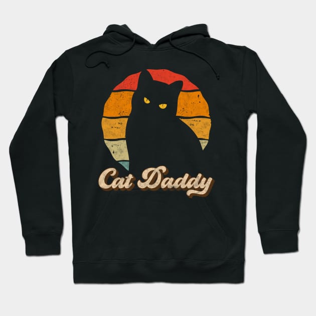 Cat Daddy Vintage Style Cats Dad Father Retro Distressed Men Hoodie by Rebrand